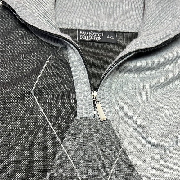 MEN'S MARX&DUTCH 4XL MULTI-COLOR ARGYLE LONG SLEEVE 1/4 ZIP SWEATER - Picture 7 of 15